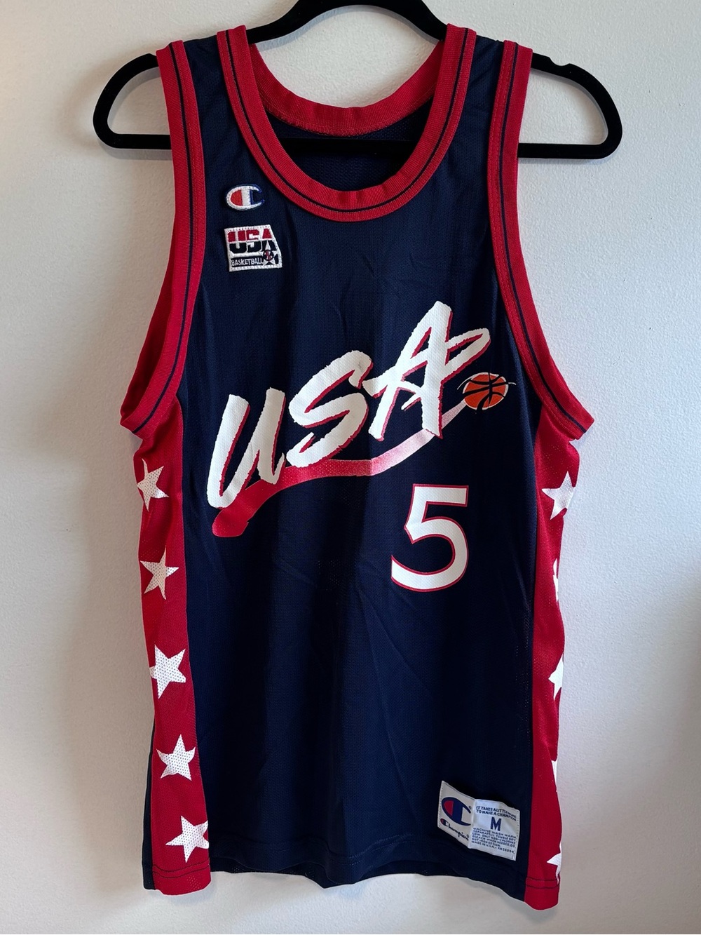 Team USA Olympics basketball jersey Hill NBA Navy Blue Red - Champion 5